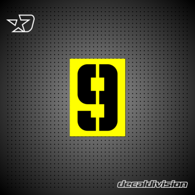 Reflective Number Sticker 9 - Stencil Square